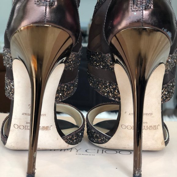 Jimmy Choo Leila Glitter Metallic mix size 37 37.5 - Picture 7 of 11